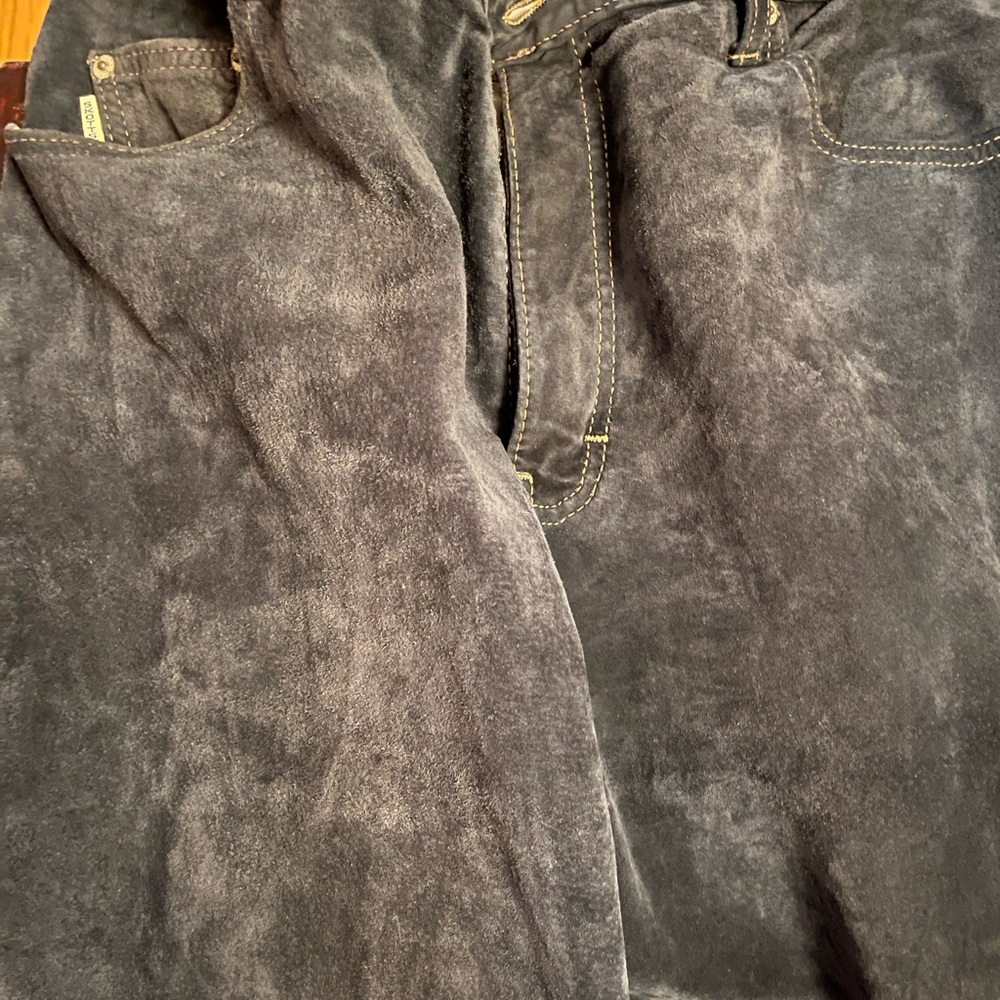 Navy Blue Straight Leg Distressed Jeans